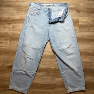 Diesel Jeans Men 34x30 Blue Saddle Loose Tapered Leg Baggy Light Wash Rodeo Y2K